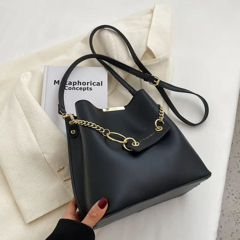 Black Leather Messenger Bag for Women 2022 - Image 2