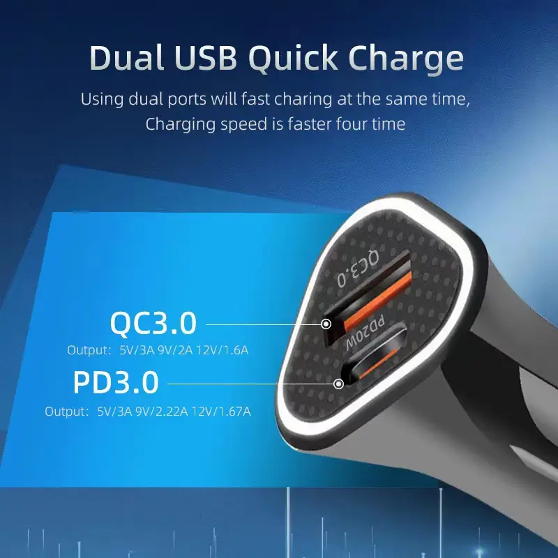 38W QC3.0 PD Car Charger Type-C Fast Charging - Image 5