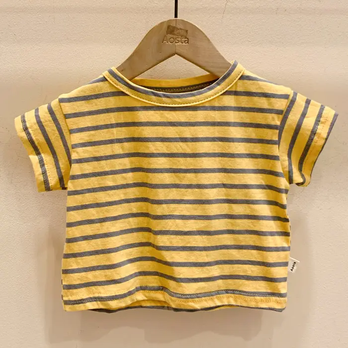 Baby Striped Cotton T-Shirt Green White - Image 4