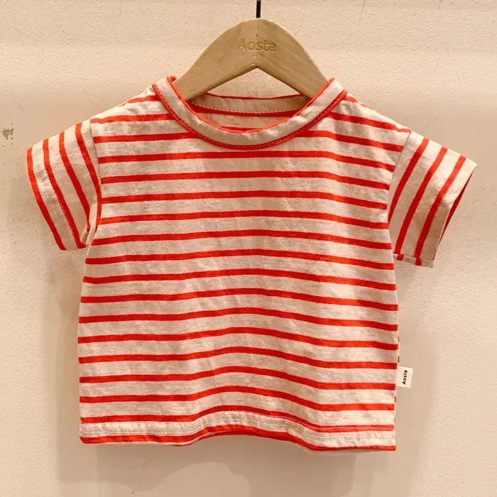 Baby Striped Cotton T-Shirt Green White - Image 2