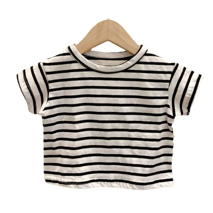 Baby Striped Cotton T-Shirt Green White - Image 5