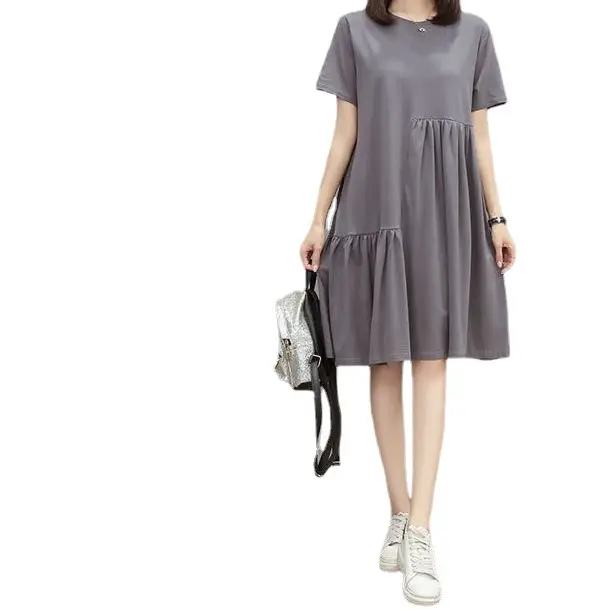 Large Size Women Grey Korean Style Dress - Image 7