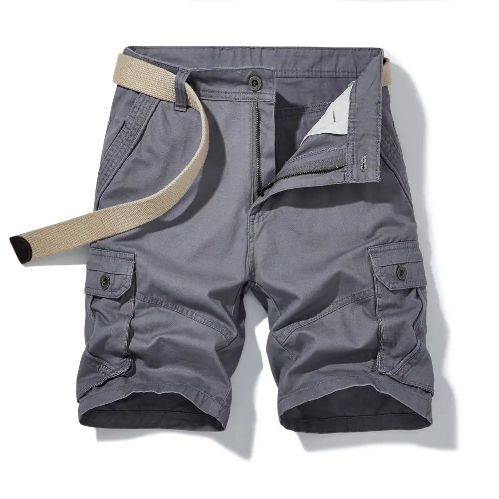 Men's Olive Green Cotton Work Shorts with 4 Pockets - Image 8