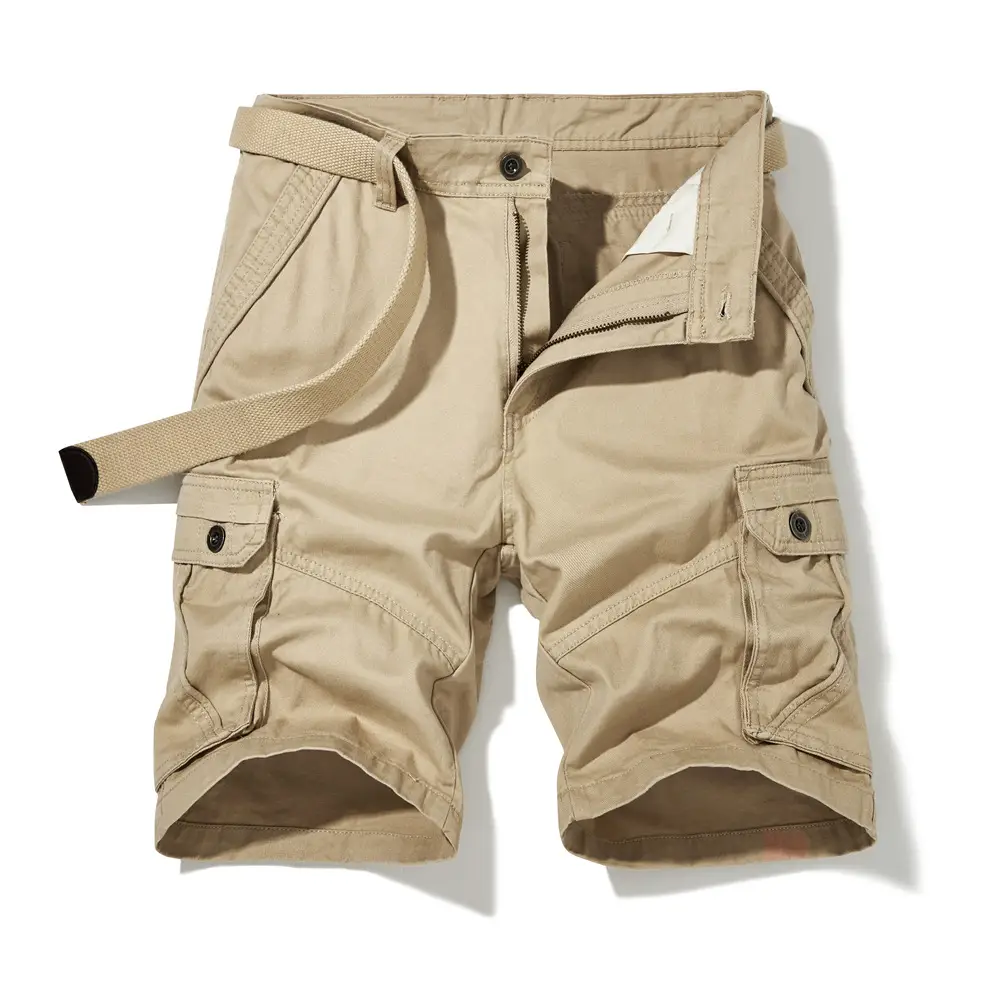 Men's Olive Green Cotton Work Shorts with 4 Pockets - Image 9