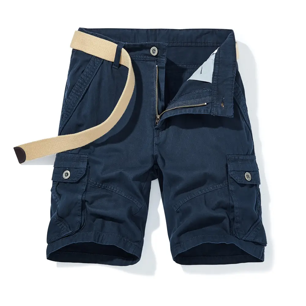 Men's Olive Green Cotton Work Shorts with 4 Pockets - Image 10