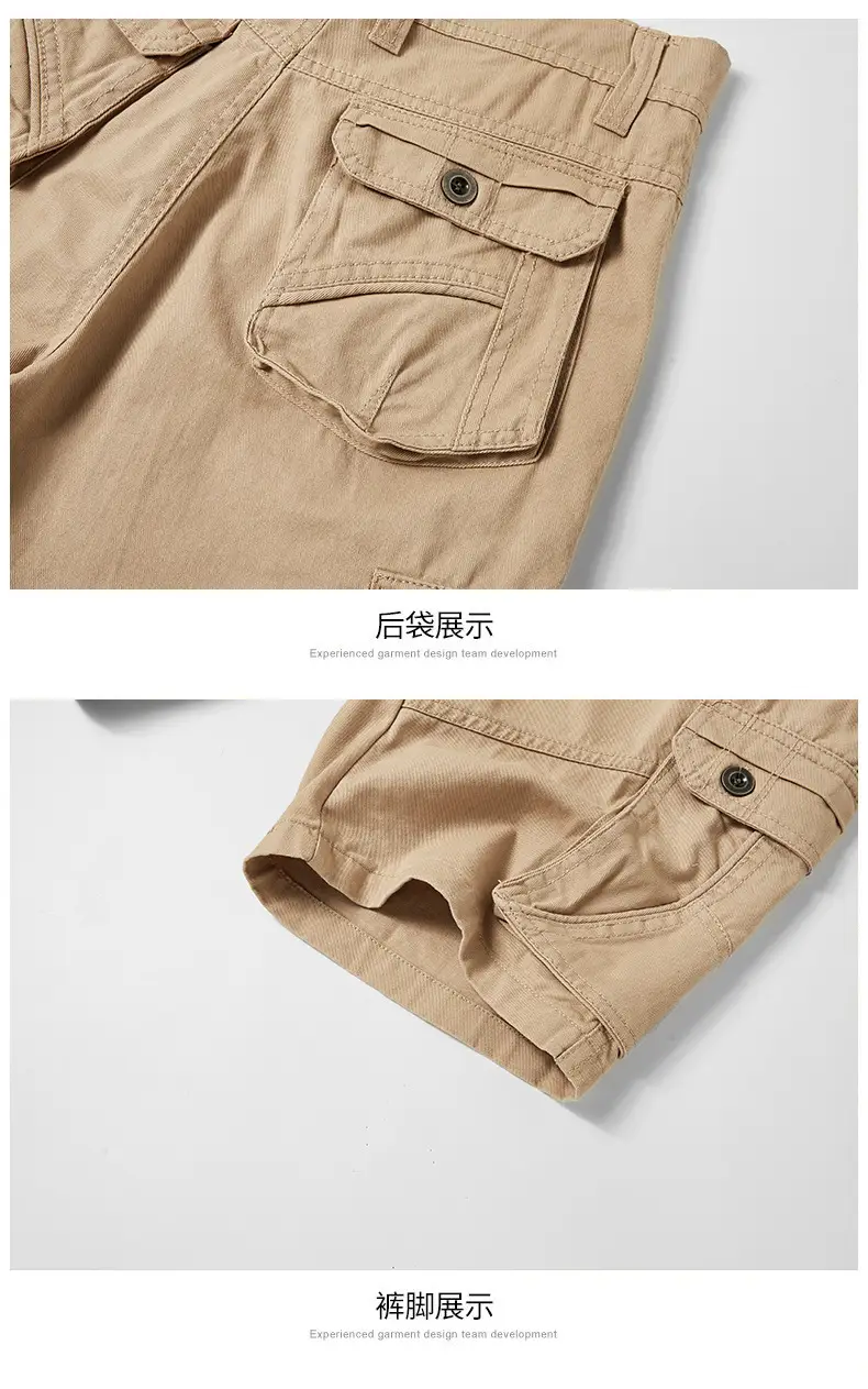 Men's Olive Green Cotton Work Shorts with 4 Pockets — feature 16
