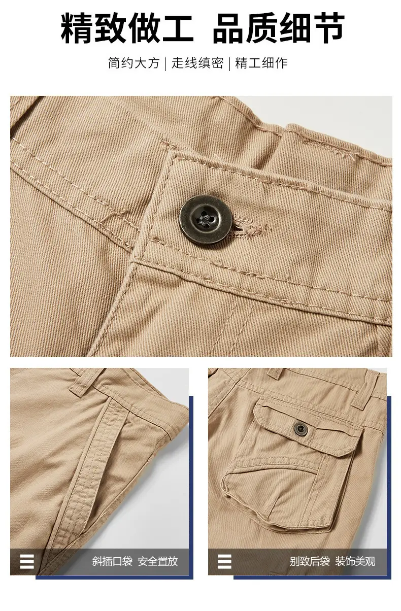 Men's Olive Green Cotton Work Shorts with 4 Pockets — feature 9