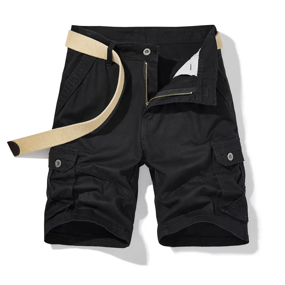 Men's Olive Green Cotton Work Shorts with 4 Pockets - Image 3