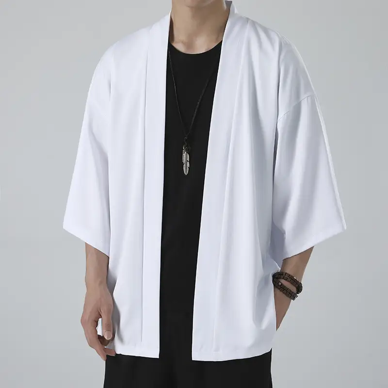 Men's White Ice Silk Sunproof Jacket Han Style — feature 26