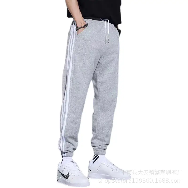 Men Grey Striped Jogger Pants Autumn Sweatpants - Image 8