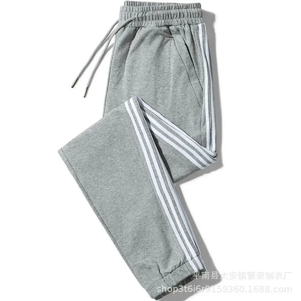 Men Grey Striped Jogger Pants Autumn Sweatpants - Image 2