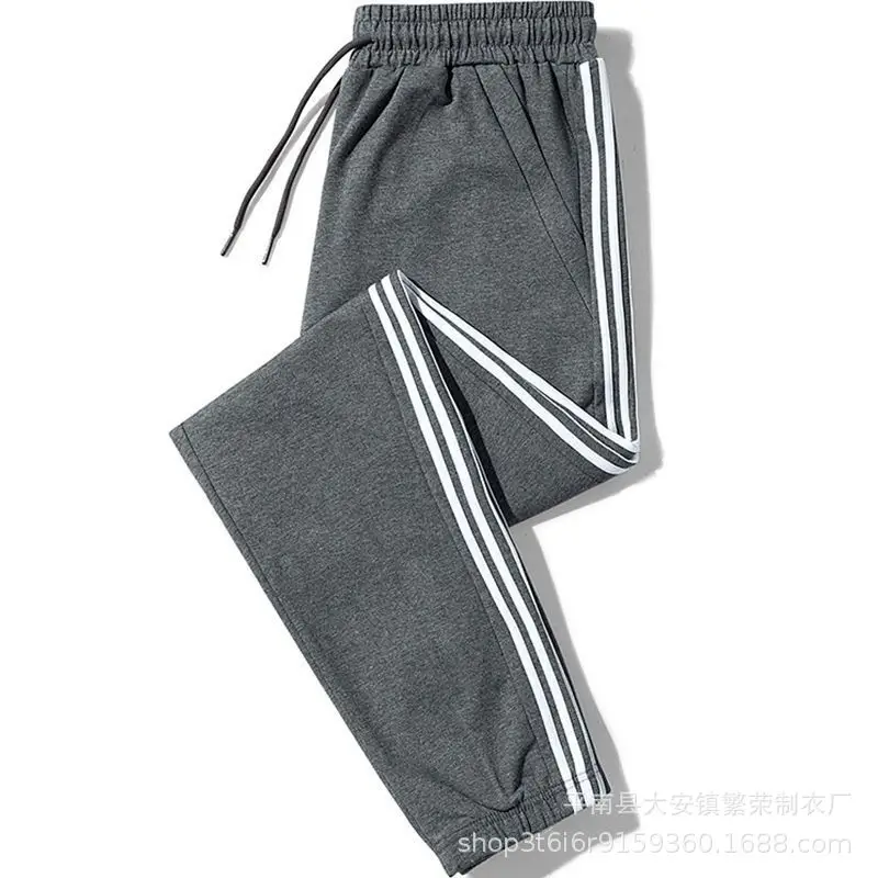 Men Grey Striped Jogger Pants Autumn Sweatpants - Image 3