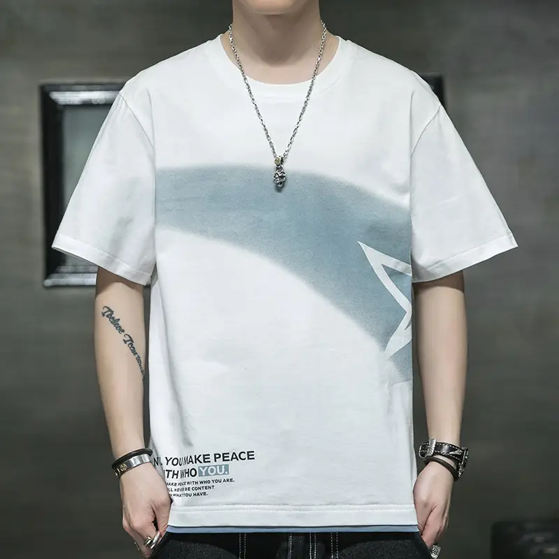 Pure Cotton Paris Print T-Shirt Plus Size Men - Image 11