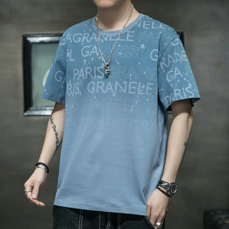 Pure Cotton Paris Print T-Shirt Plus Size Men - Image 13