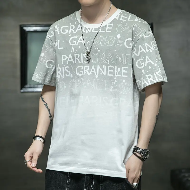 Pure Cotton Paris Print T-Shirt Plus Size Men - Image 14