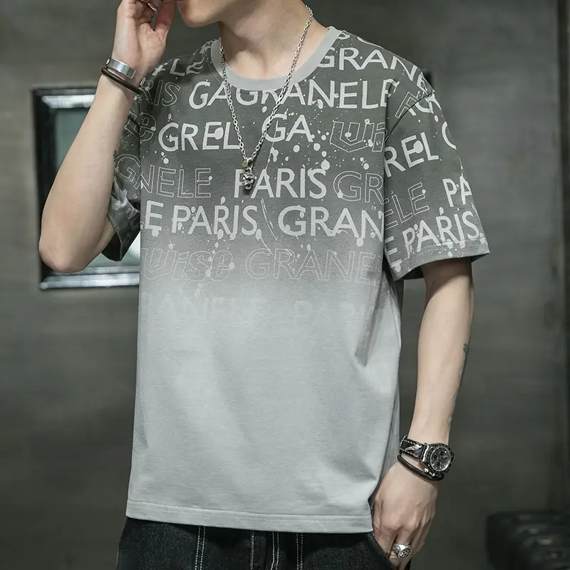 Pure Cotton Paris Print T-Shirt Plus Size Men - Image 15