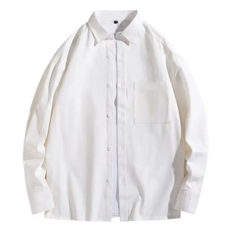 Men's Long Sleeve Pure Cotton Shirt Tan White Button Front - Image 6