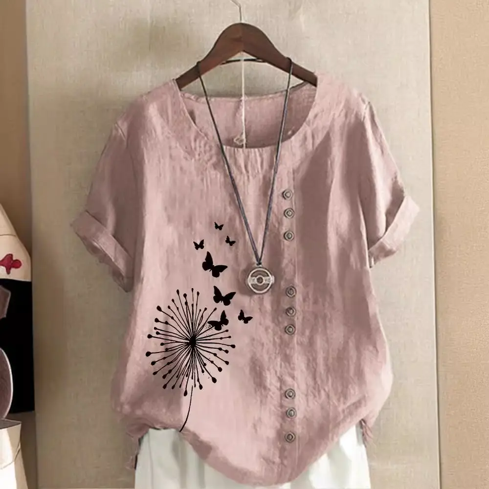 Women Casual Butterfly Print T-Shirt Large Size - Image 13