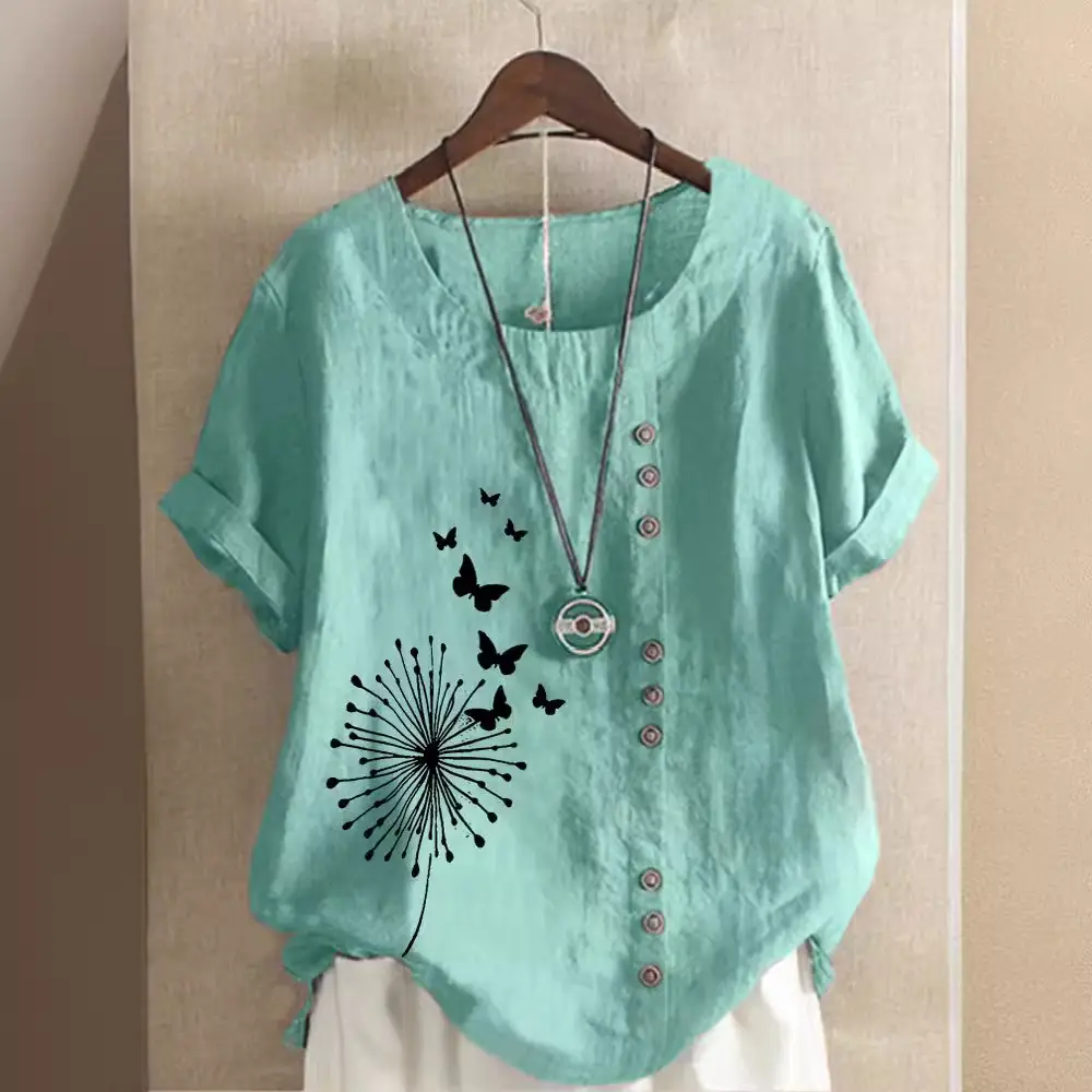 Women Casual Butterfly Print T-Shirt Large Size - Image 14