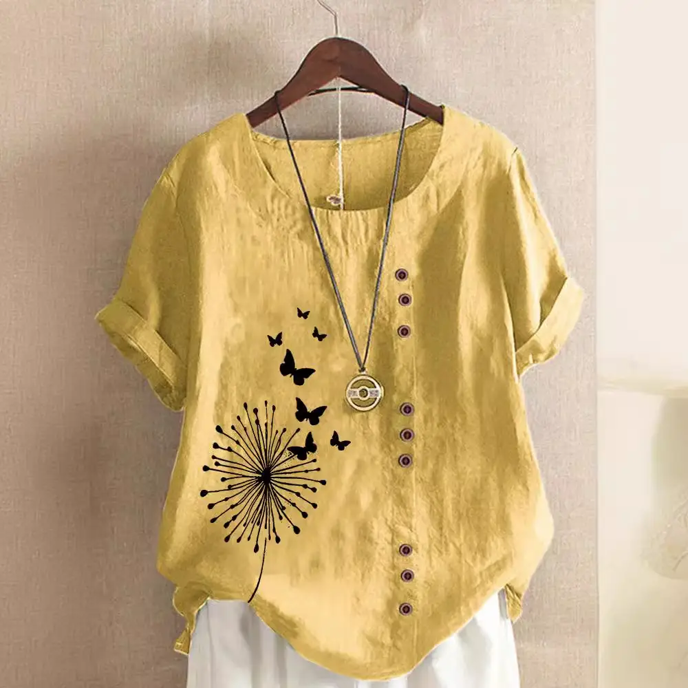 Women Casual Butterfly Print T-Shirt Large Size - Image 15
