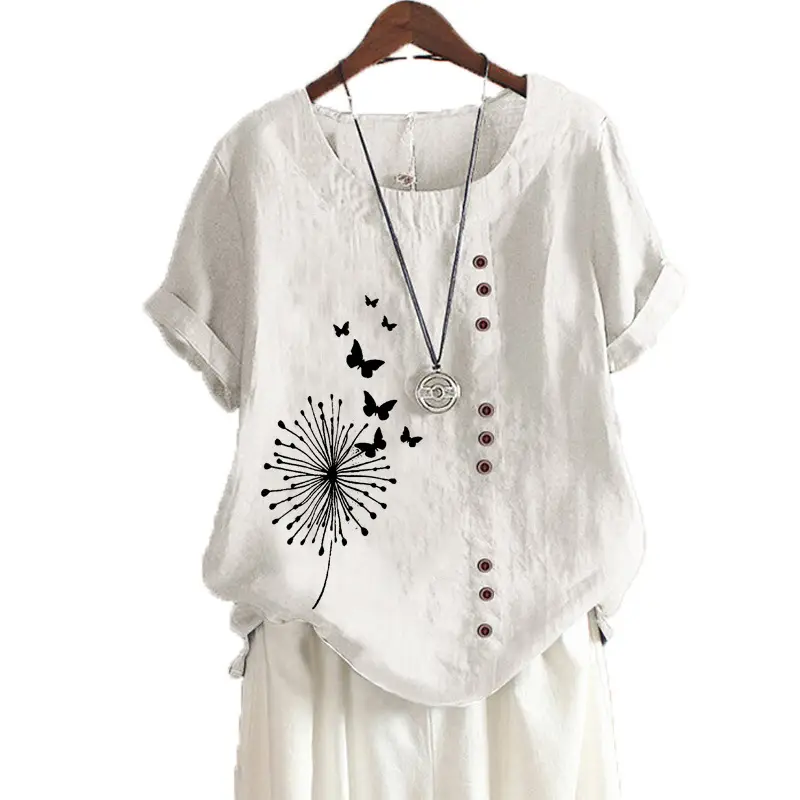 Women Casual Butterfly Print T-Shirt Large Size - Image 4