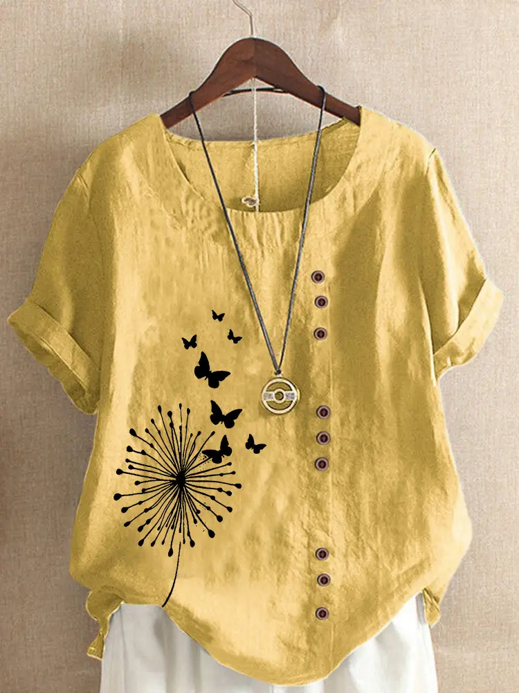 Women Casual Butterfly Print T-Shirt Large Size - Image 2