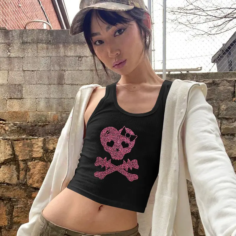 Hot Diamond Punk Skull Vest for Women Black - Image 5
