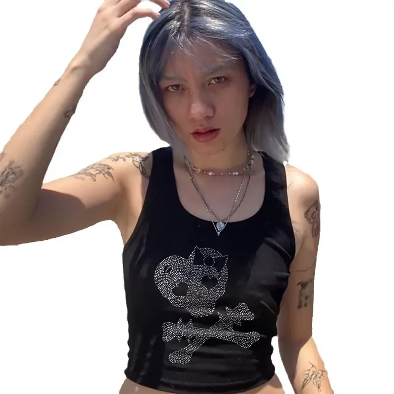 Hot Diamond Punk Skull Vest for Women Black - Image 7