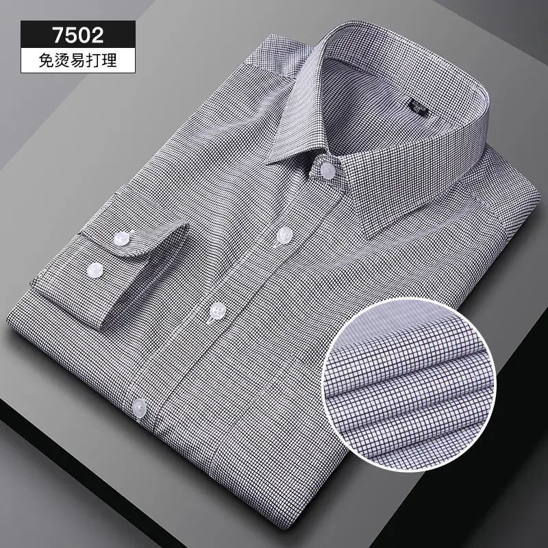 Men Striped Long Sleeve Shirt Navy Yellow Black Business Casual - Image 10
