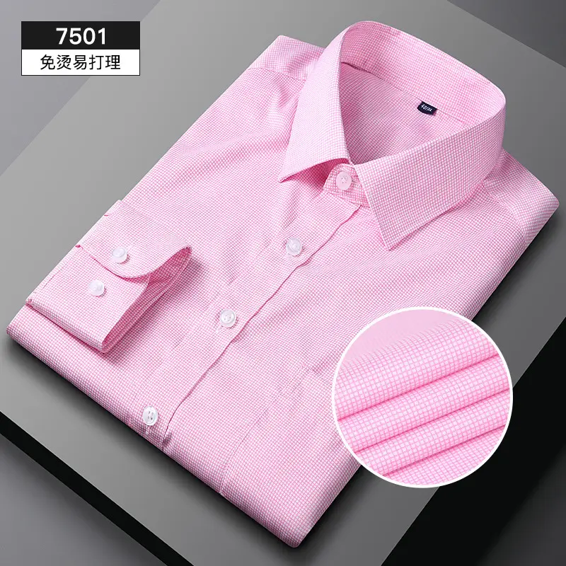 Men Striped Long Sleeve Shirt Navy Yellow Black Business Casual - Image 9