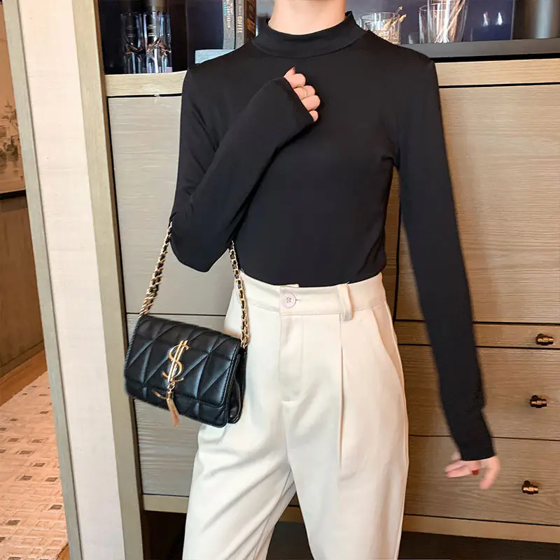 Women's Black Long Sleeve Top with White Pants Set - Image 6