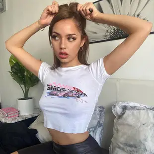 Women Brown Cotton Short Sleeve T-Shirt Casual Summer — feature 4