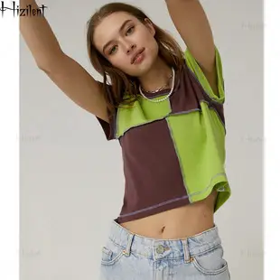 Women Brown Cotton Short Sleeve T-Shirt Casual Summer — feature 5