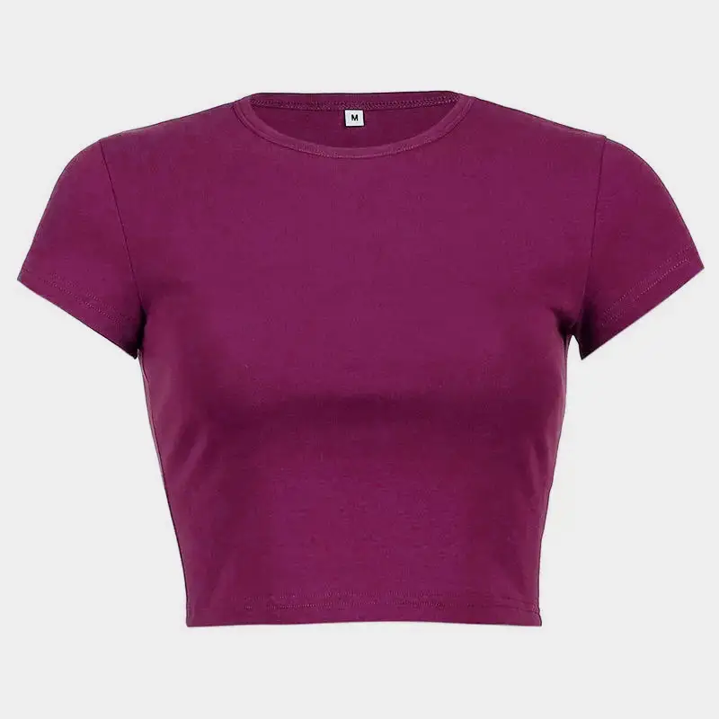 Women Brown Cotton Short Sleeve T-Shirt Casual Summer - Image 11