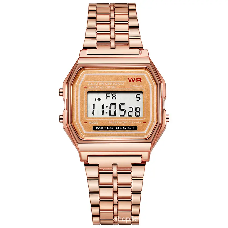 Foreign trade explosions LED electronic watch WR F91W steel belt A159 Harajuku wind Kakashi watch multi-function watch - Image 4