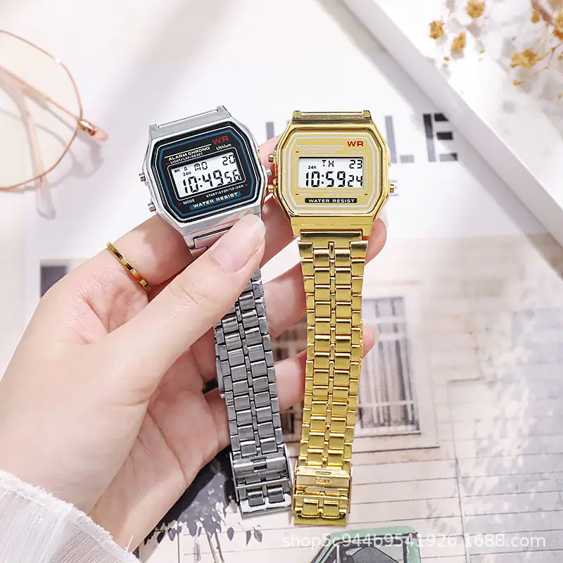 Foreign trade explosions LED electronic watch WR F91W steel belt A159 Harajuku wind Kakashi watch multi-function watch - Image 5