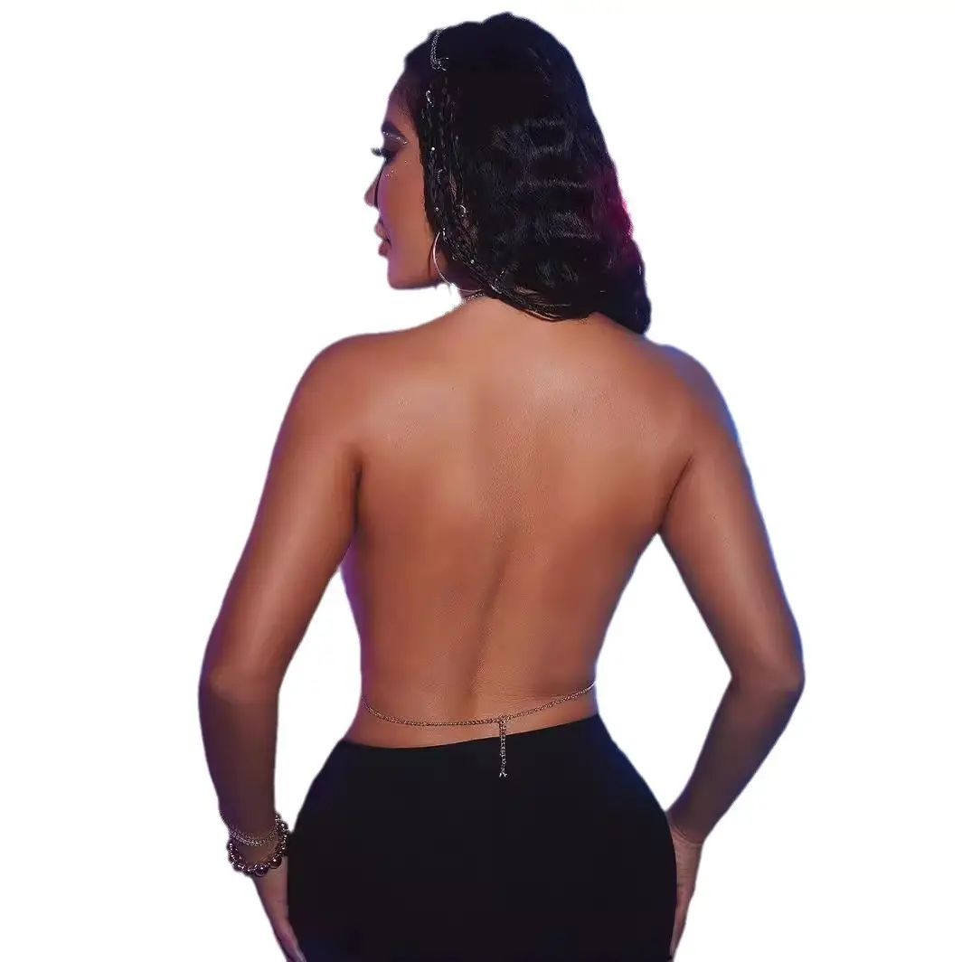 Adjustable Gold V-Neck Backless Vest with Slim Fit - Image 5