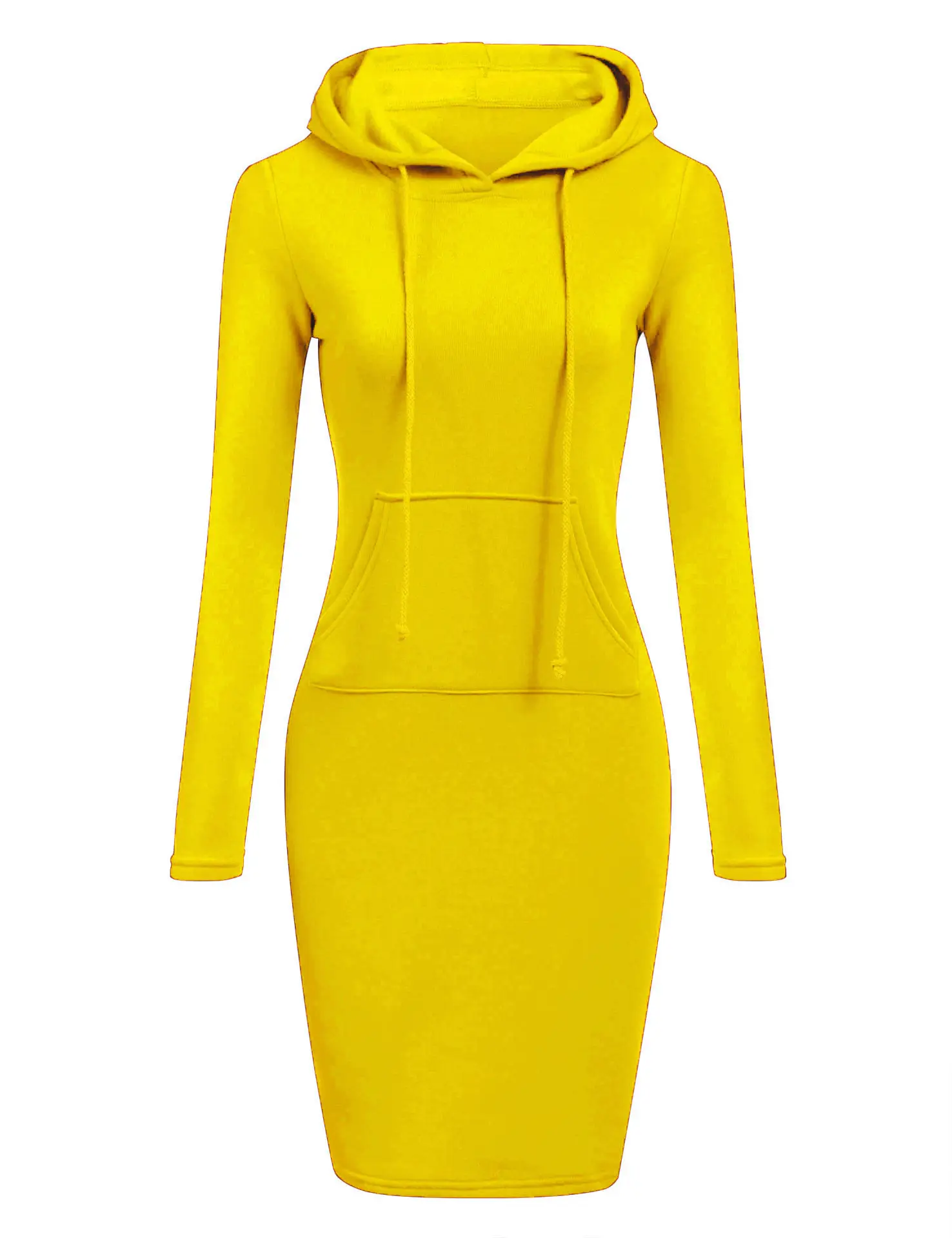Women's Brown Hooded Long Sleeve Dress Autumn Winter - Image 3