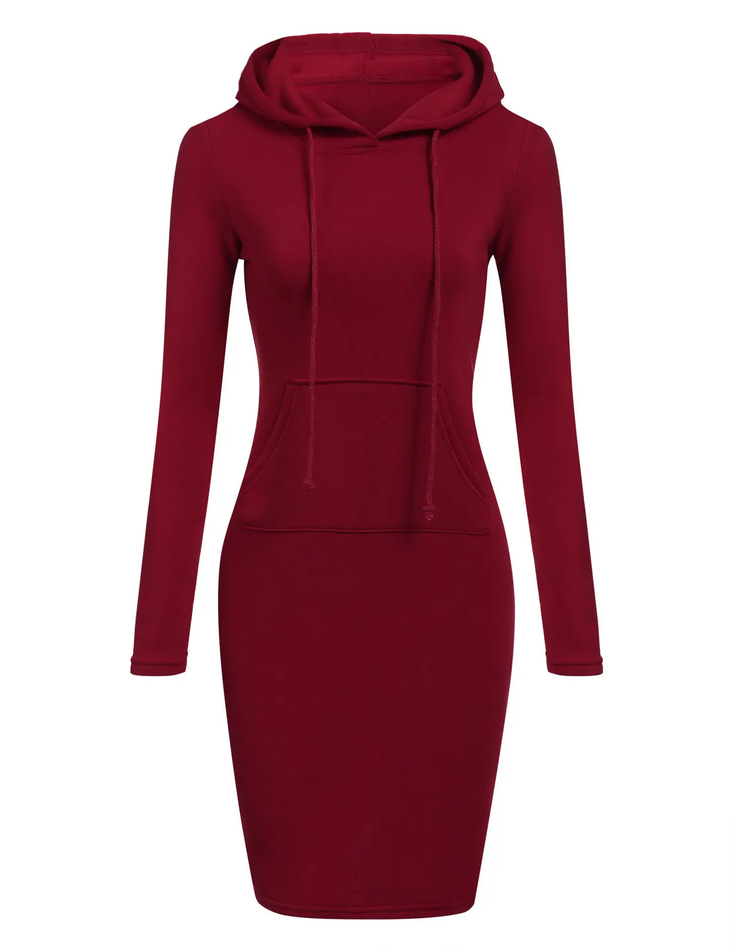 Women's Brown Hooded Long Sleeve Dress Autumn Winter - Image 4