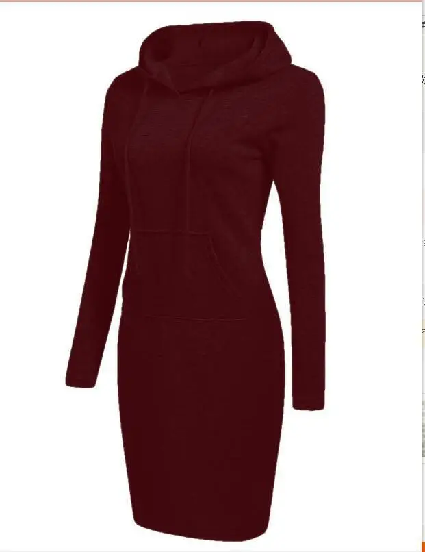 Women's Brown Hooded Long Sleeve Dress Autumn Winter - Image 5