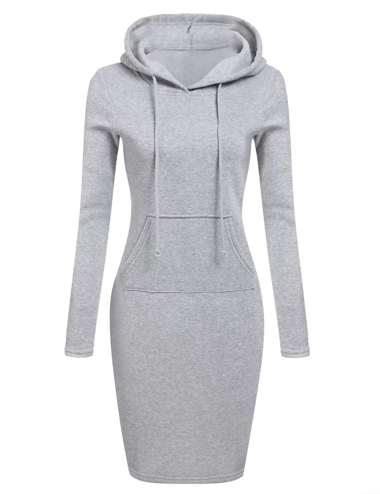 Women's Brown Hooded Long Sleeve Dress Autumn Winter - Image 7