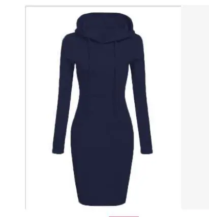 Women's Brown Hooded Long Sleeve Dress Autumn Winter - Image 9