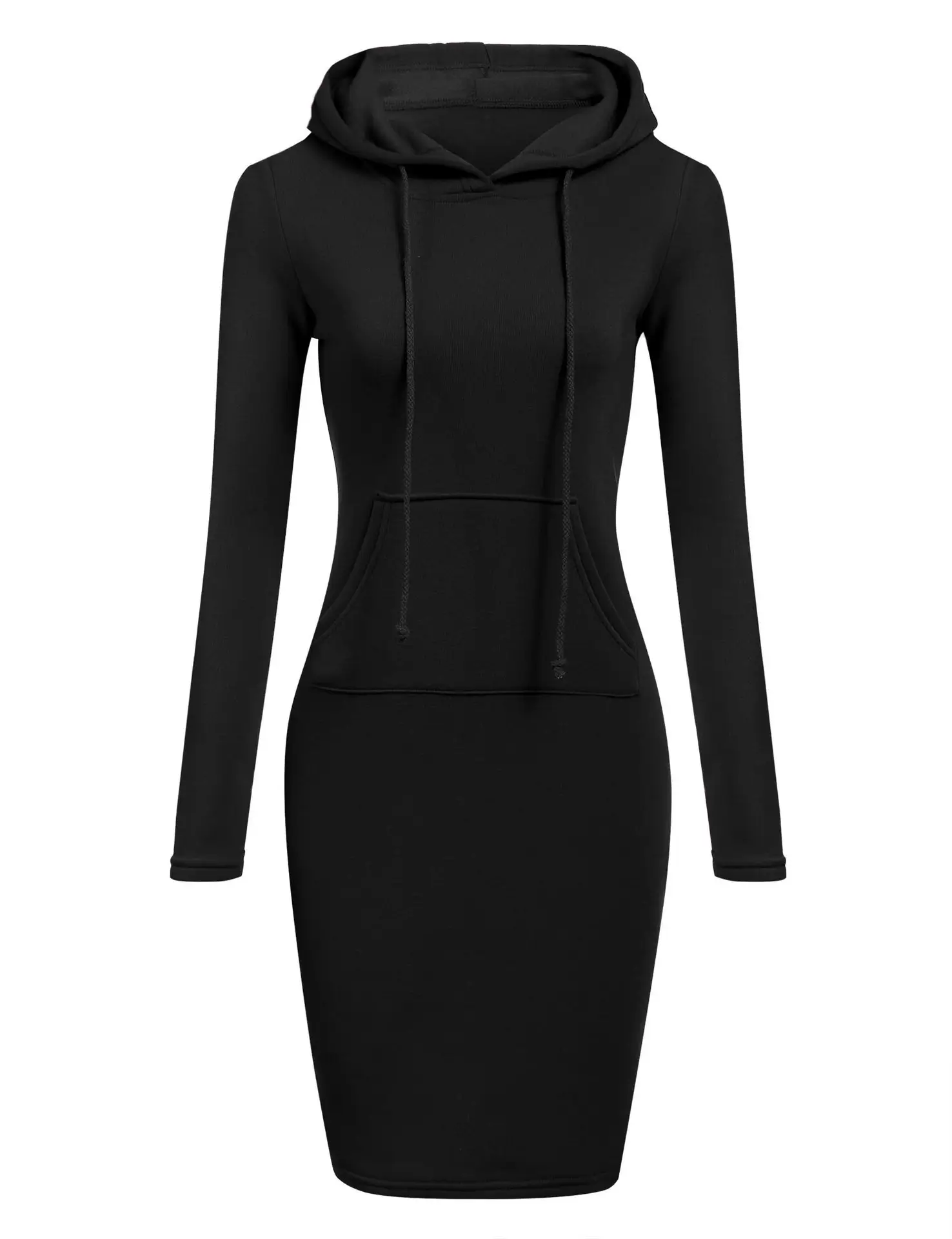 Women's Brown Hooded Long Sleeve Dress Autumn Winter - Image 10