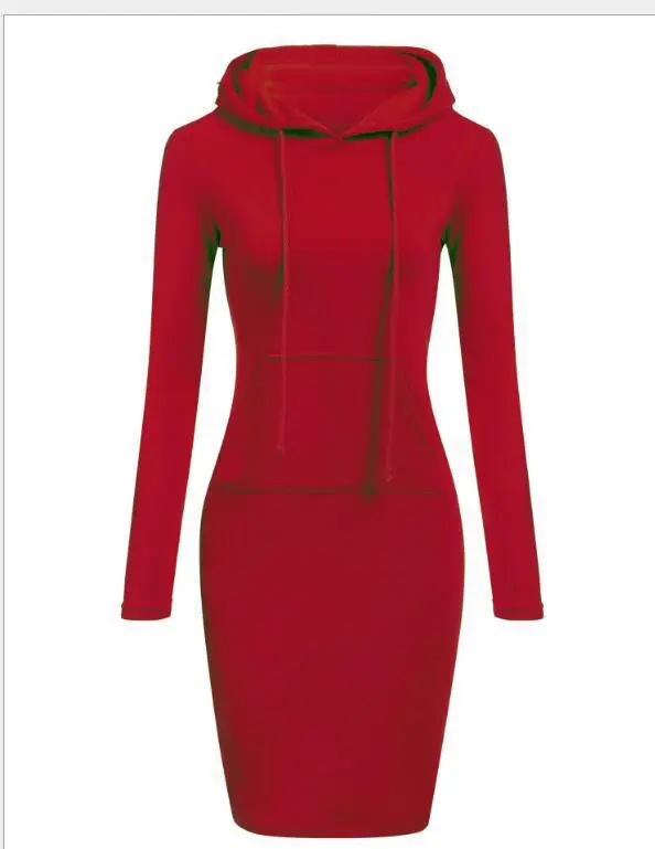 Women's Brown Hooded Long Sleeve Dress Autumn Winter - Image 12