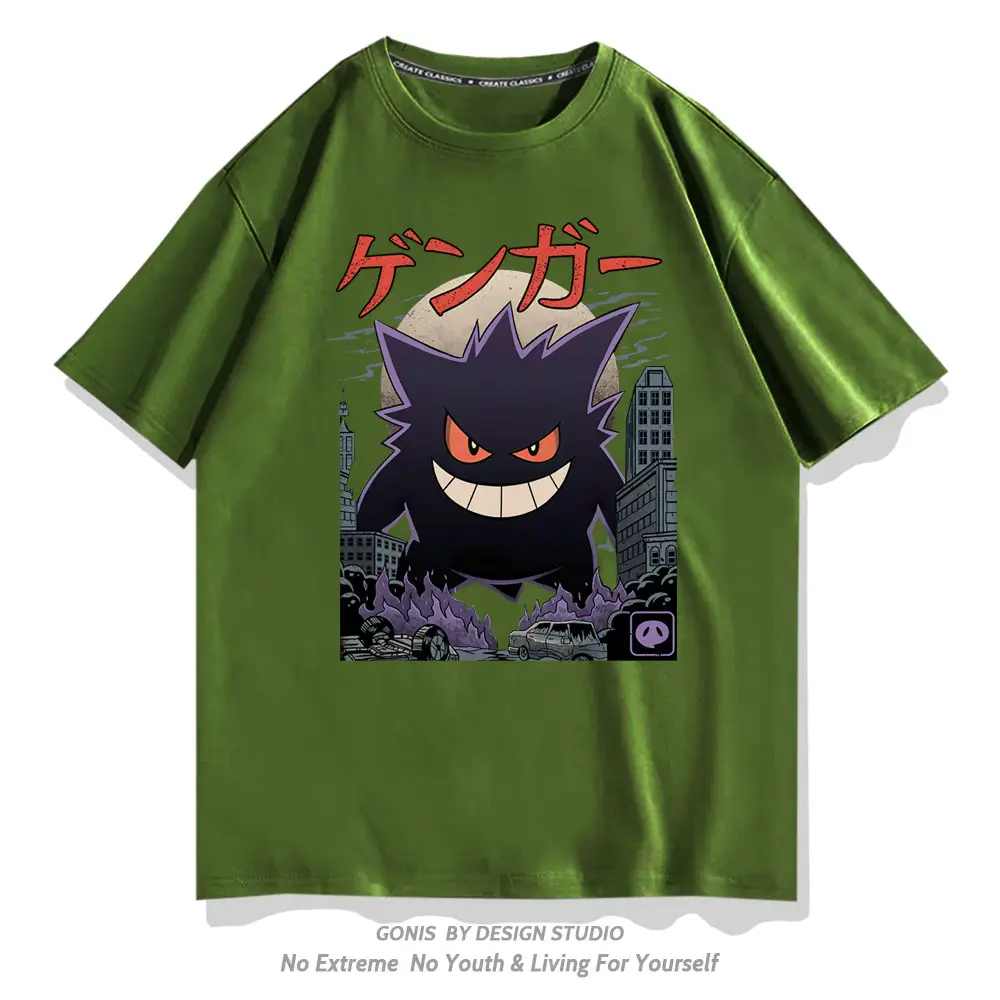 Y Pokémon Ghost Baby Anime T-Shirt Green Short Sleeve - Image 8