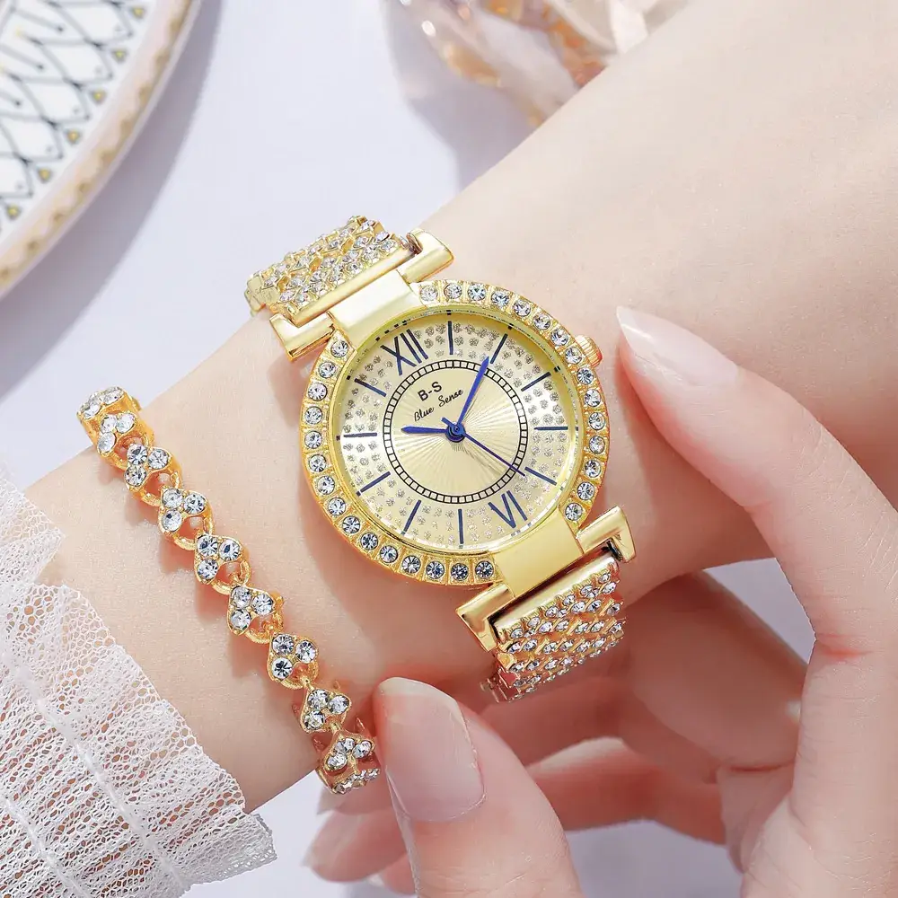 Rose Gold Diamond Bracelet Quartz Watch for Women - Image 6
