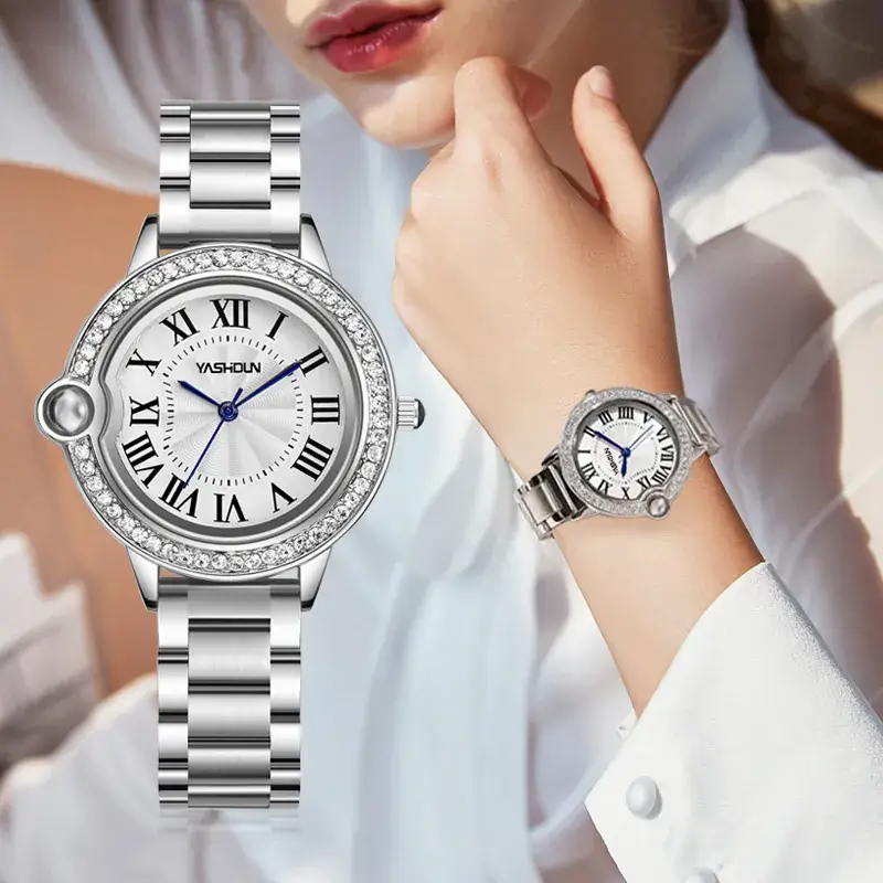 Women's 2022 Luxury Quartz Watch with Diamond Case - Image 2