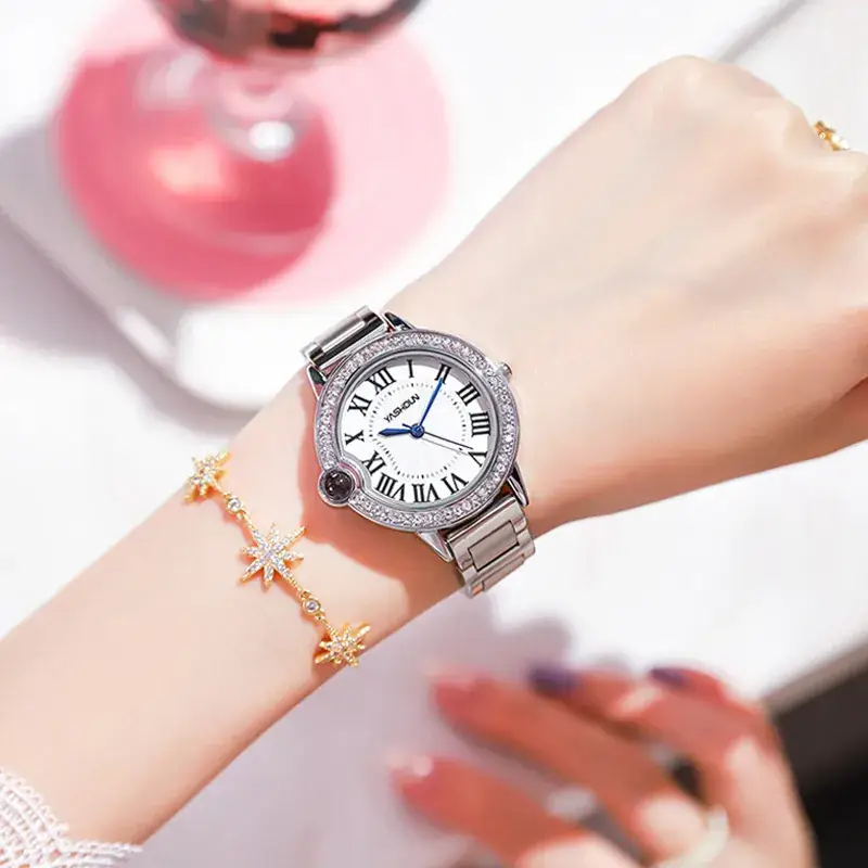 Women's 2022 Luxury Quartz Watch with Diamond Case - Image 3