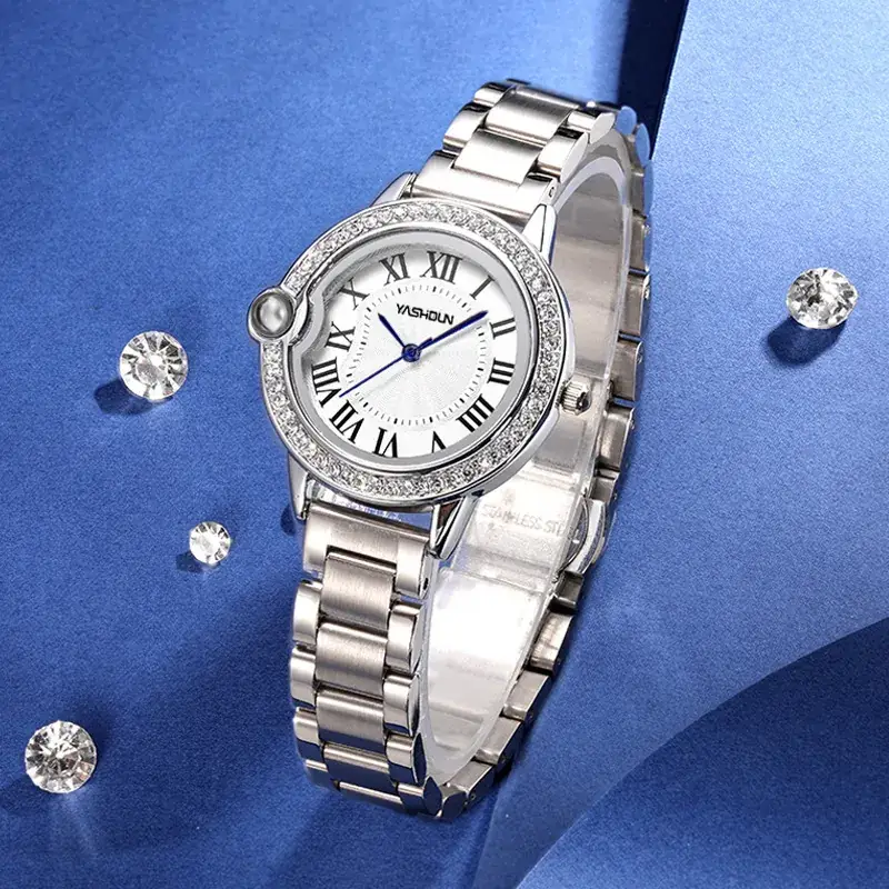 Women's 2022 Luxury Quartz Watch with Diamond Case - Image 4