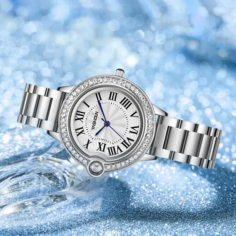 Women's 2022 Luxury Quartz Watch with Diamond Case - Image 5